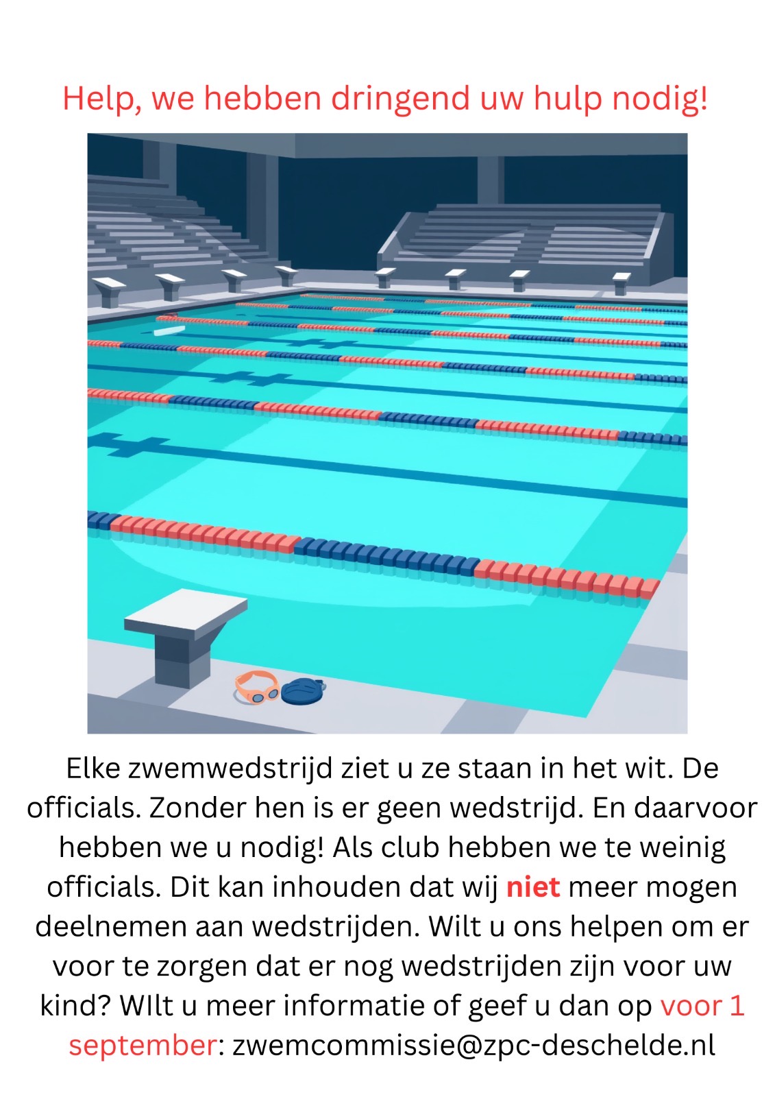 Zwemoffcials gezocht